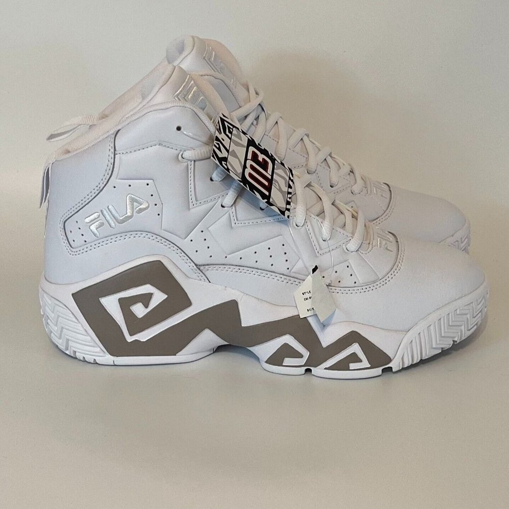 Fila Men's MB 1BM01833-101 White Mid Top Lace Up Basketball Shoes Size 8 10